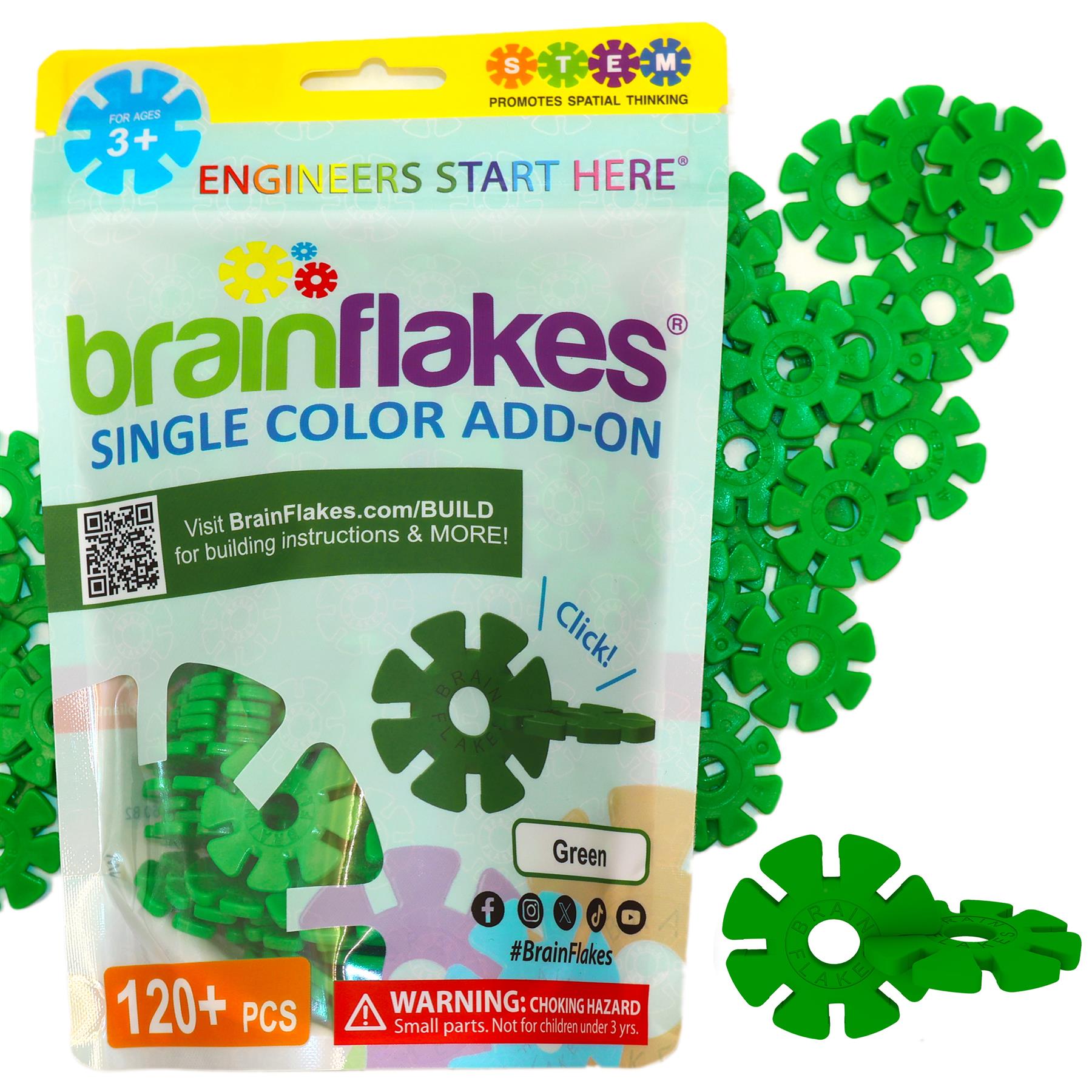Brain Flakes Single Color Add-on - 120 Pieces - Green