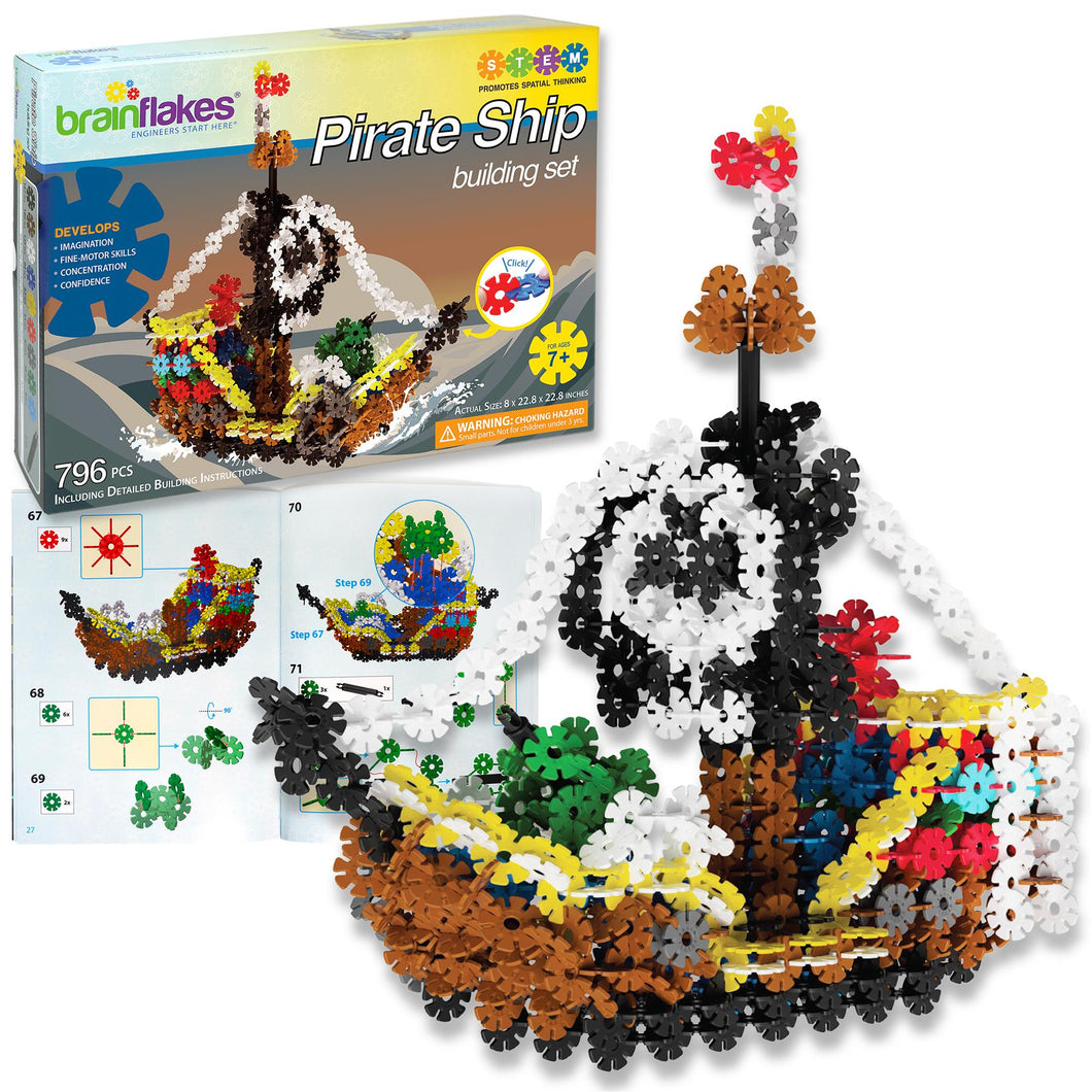 Brain Flakes Pirate Ship Building Set with Detailed Step by Step Instr